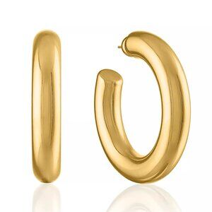 OMA The Label Chubby Large 18K Gold-Plated Brass Hoops Earrings | MSRP $109